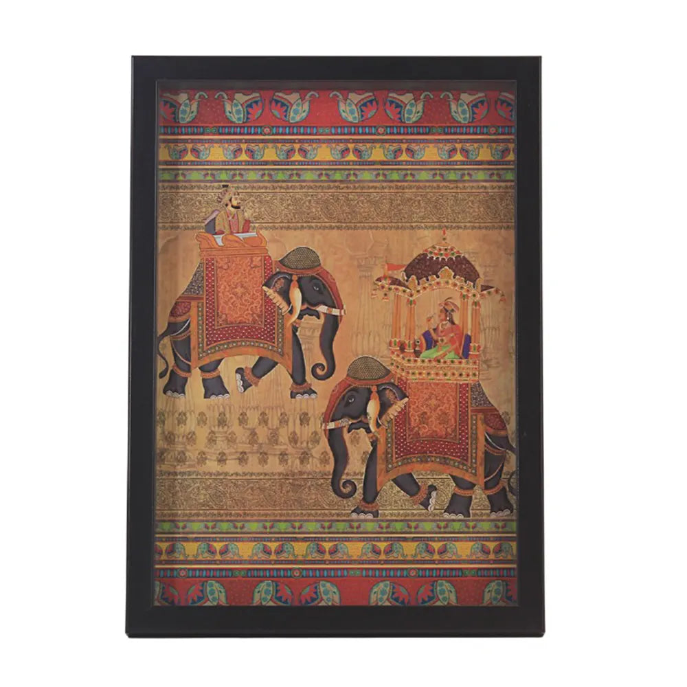 Wooden Tray (Rajasthani Print with two elephants)11.1
